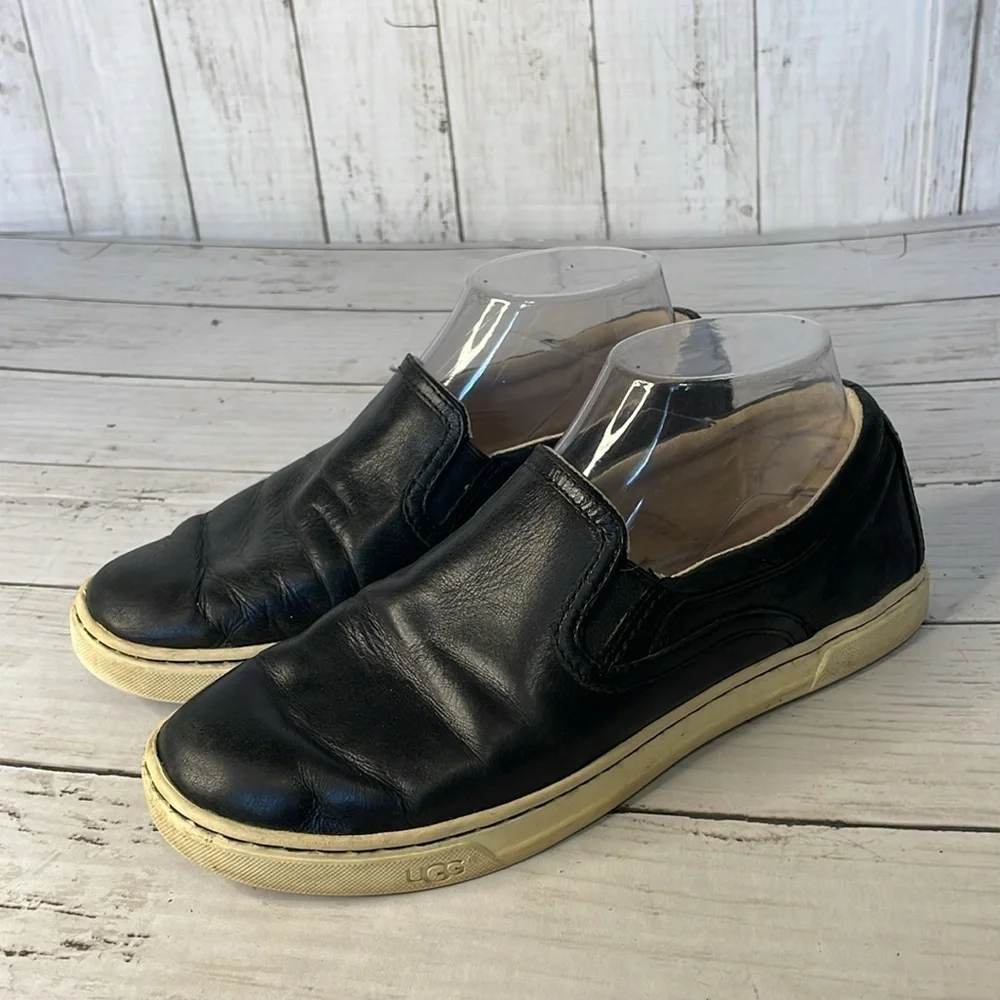 UGG Black Leather Fierce Slip On Loafers